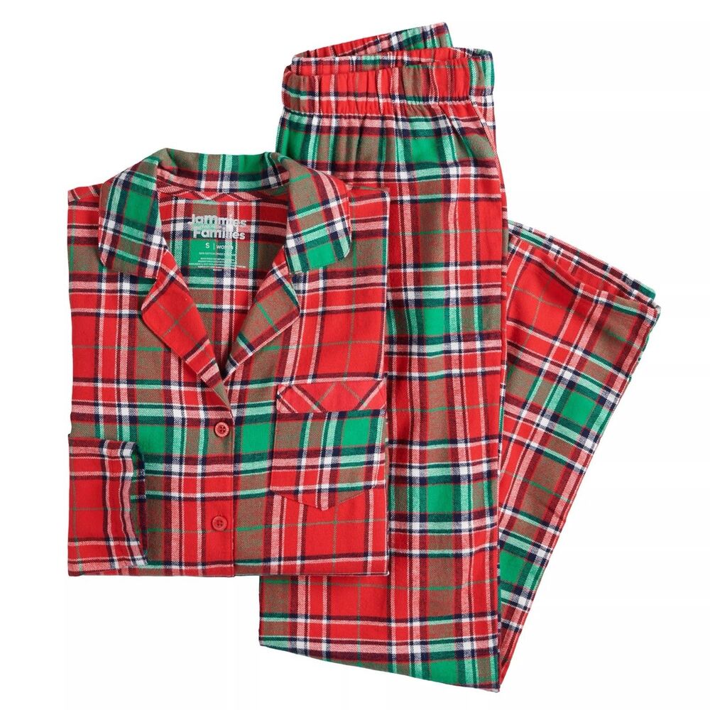 Jammies for your Families Small Plaid 2 Pcs Pajama Set Flannel Pants NWT Women's - Picture 1 of 13